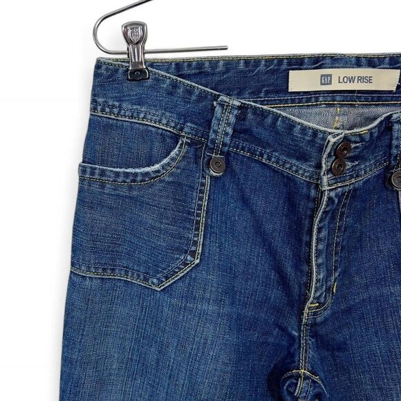 Gap Low Rise Cargo Flare Jeans Bootcut Dark Wash - Picture 2 of 6